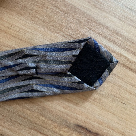 100% silk vintage 80s 90s metallic tie - Picture 4 of 5